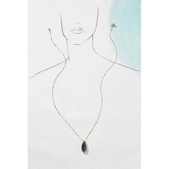 Anthropologie Skipping Stones Necklace Crystal Gem Gemstone Geode Gold Gray Grey - Picture 2 of 7